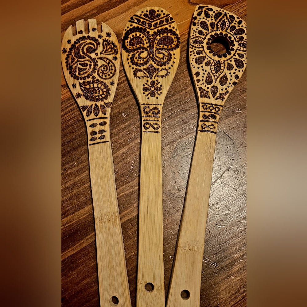 Wood burned spoons